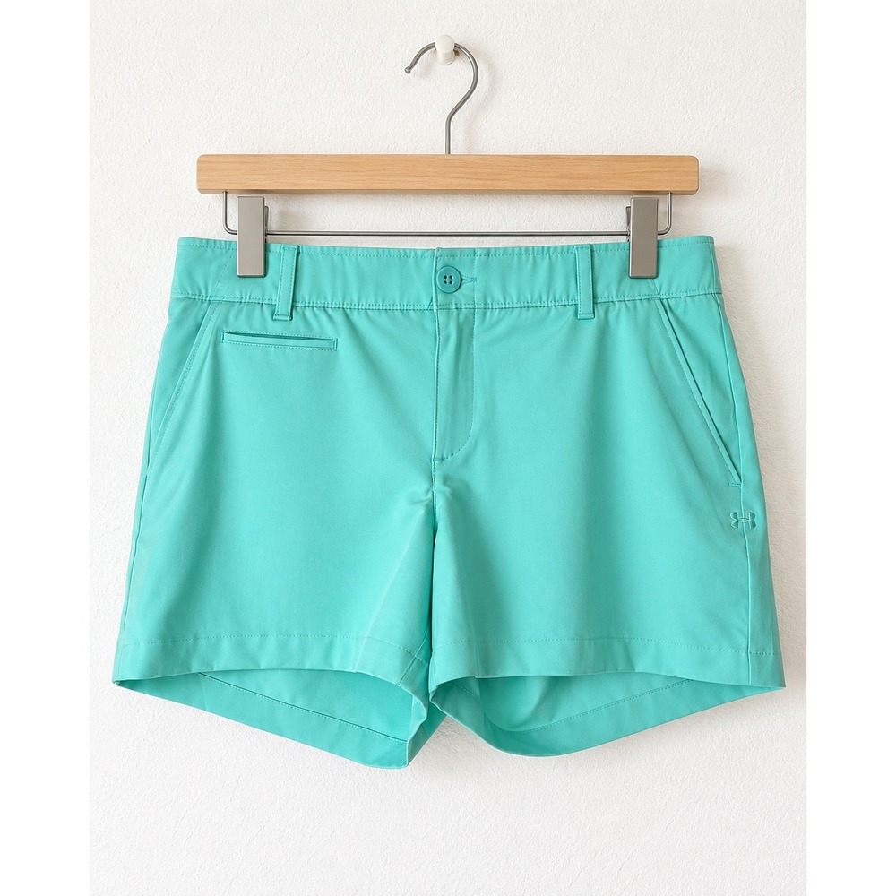 Under Armour Shorts Women 12 Turquoise HeatGear Fitted Athleisure Golf Gorpcore